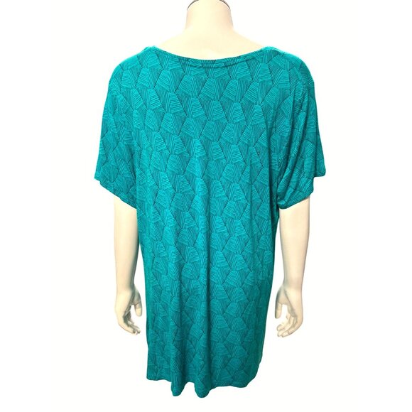 Apt 9 Modern Essential V Neck Short Sleeve Top Teal Geometric Pattern Rayon XLG - Picture 3 of 9